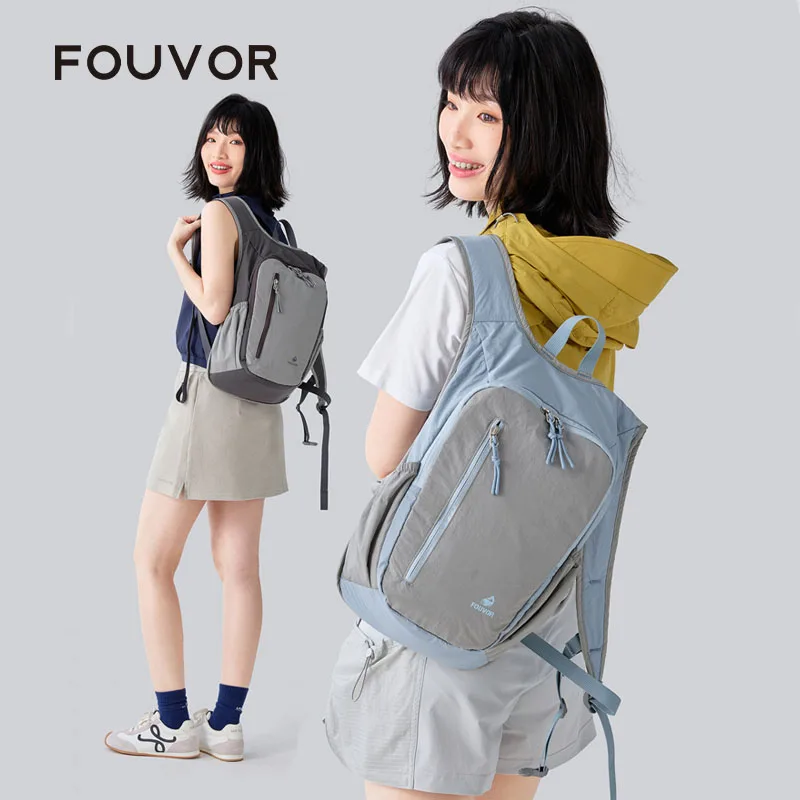 FOUVOR Women's Color Block Backpack Lightweight Waterproof Wear Resistant Outdoor Sports Casual Backpack Teen Travel Bag 3068-05