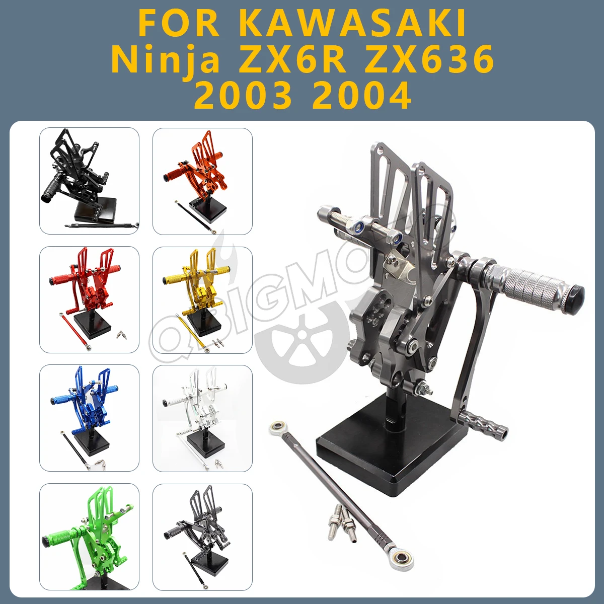 

ZX6R ZX636 2003 2004 Motorcycle Rearset Footpeg Rear Footrest Foot Pegs Pedal Rearsets Adjustable FOR KAWASAKI Ninja ZX 6R 636