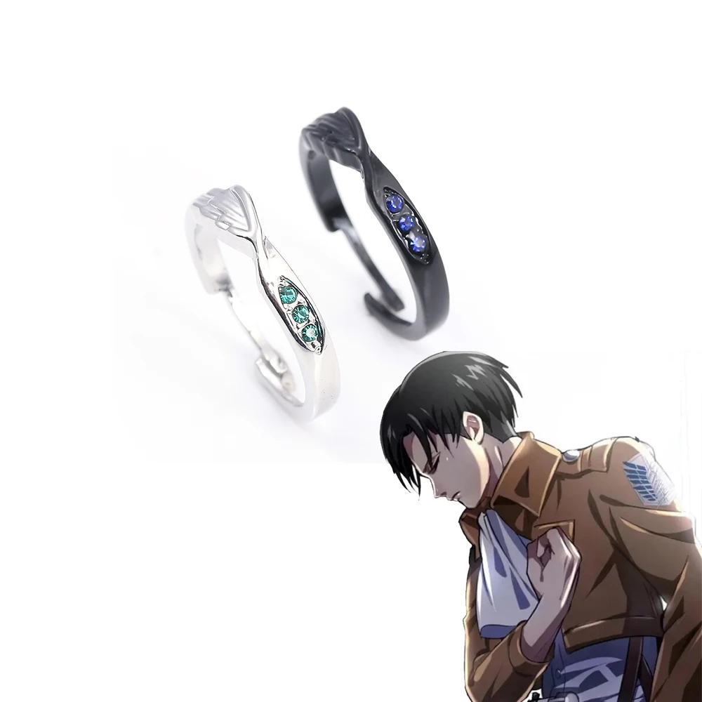Anime Attack On Titan Rings Anime Character Eren Levi Cosplay Props Adjustable Metal Rings For Women Men Jewelry Charm Gifts