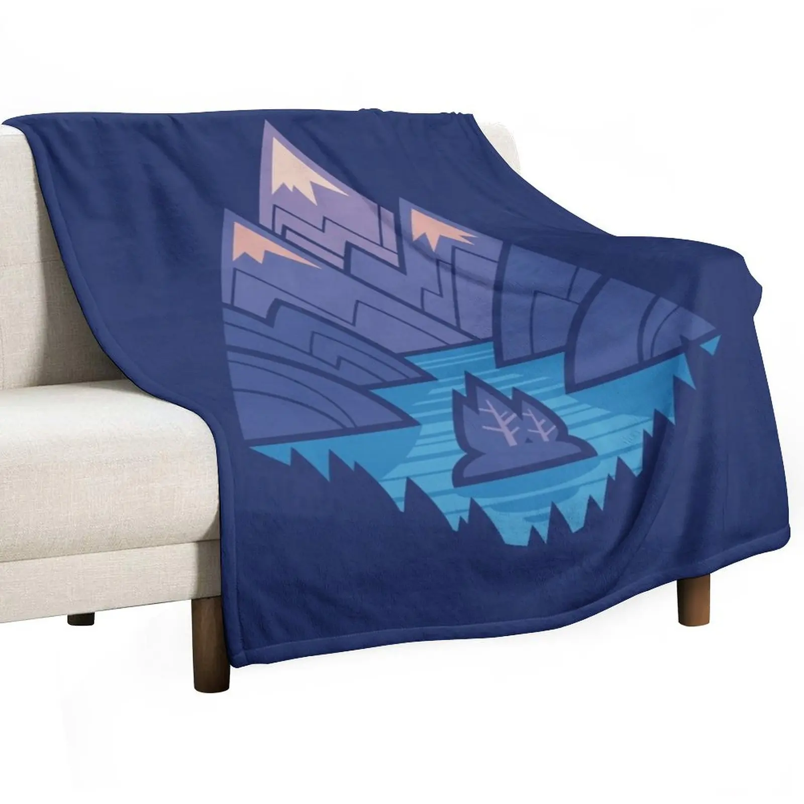 Mountain Lake : Blue Throw Blanket Loose Flannels Picnic Blankets