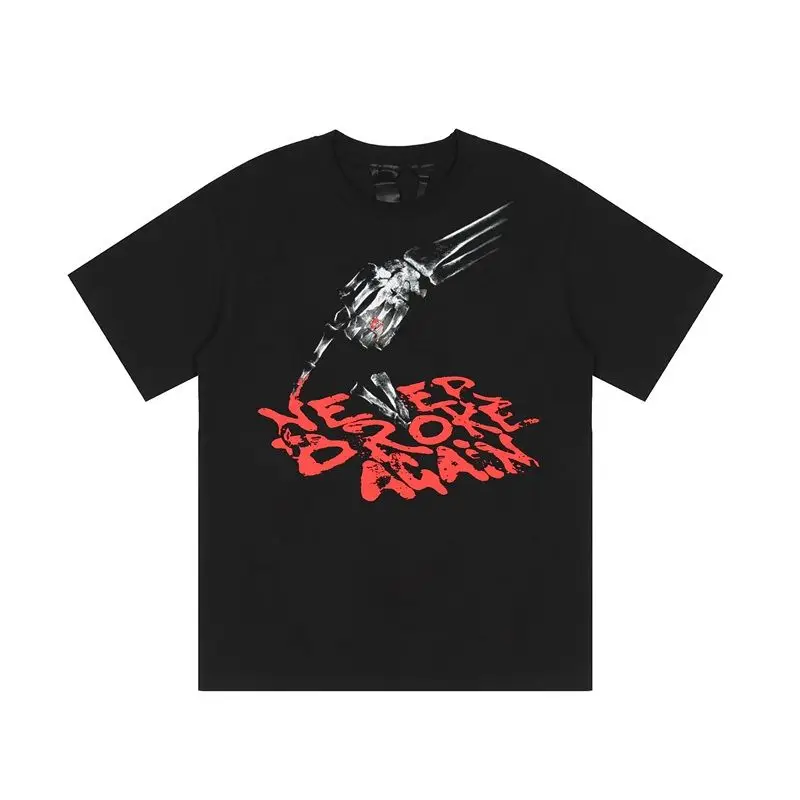 High-quality VLONE YoungBoy Cooperation Street Rap Punk Style Pure Cotton Loose Men and Women Couple Short-sleeved T-shirt