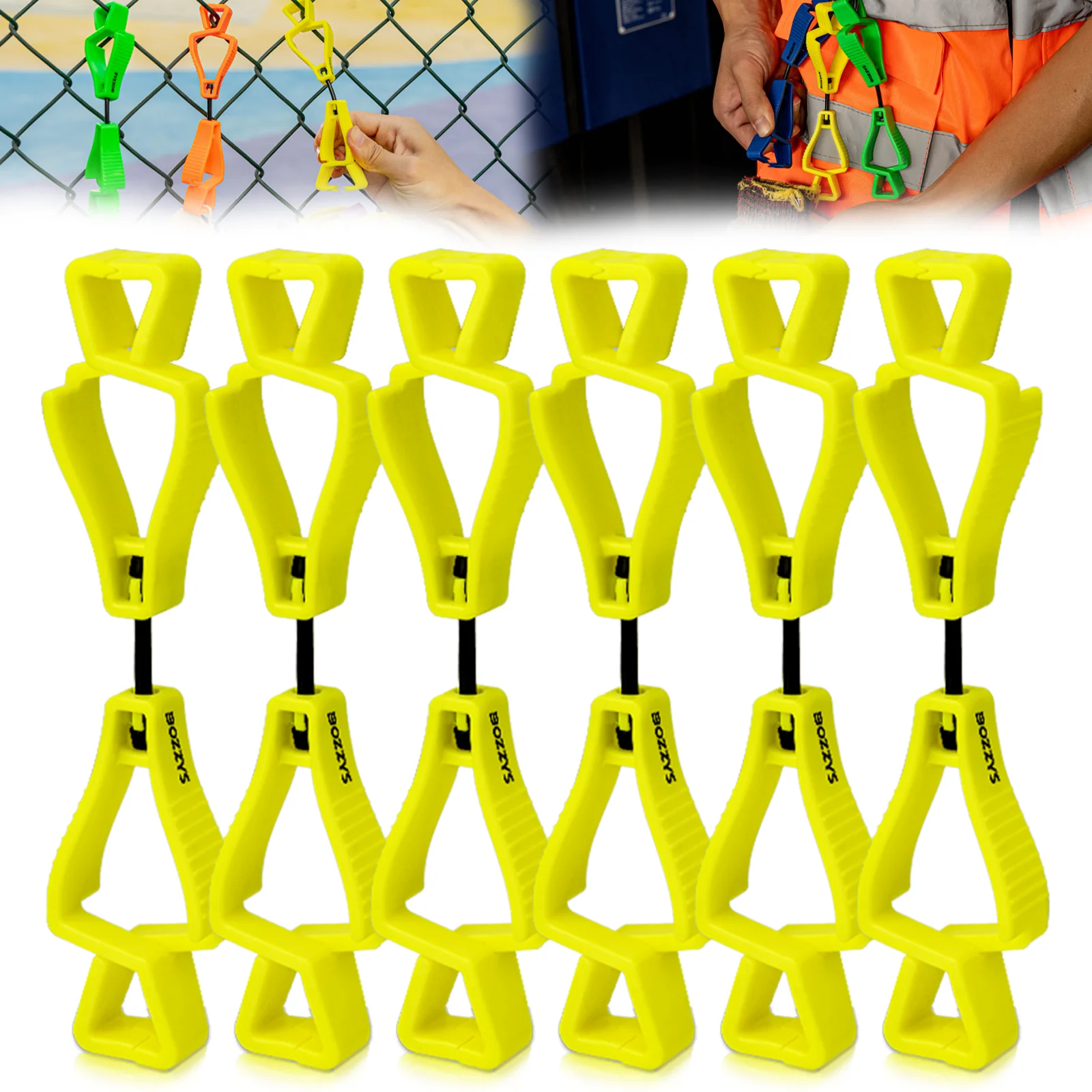 Glove Clips for Work Glove Holders-6pack Yellow Anti-drop Keeper,for Safety Worker Construction Guard Labor