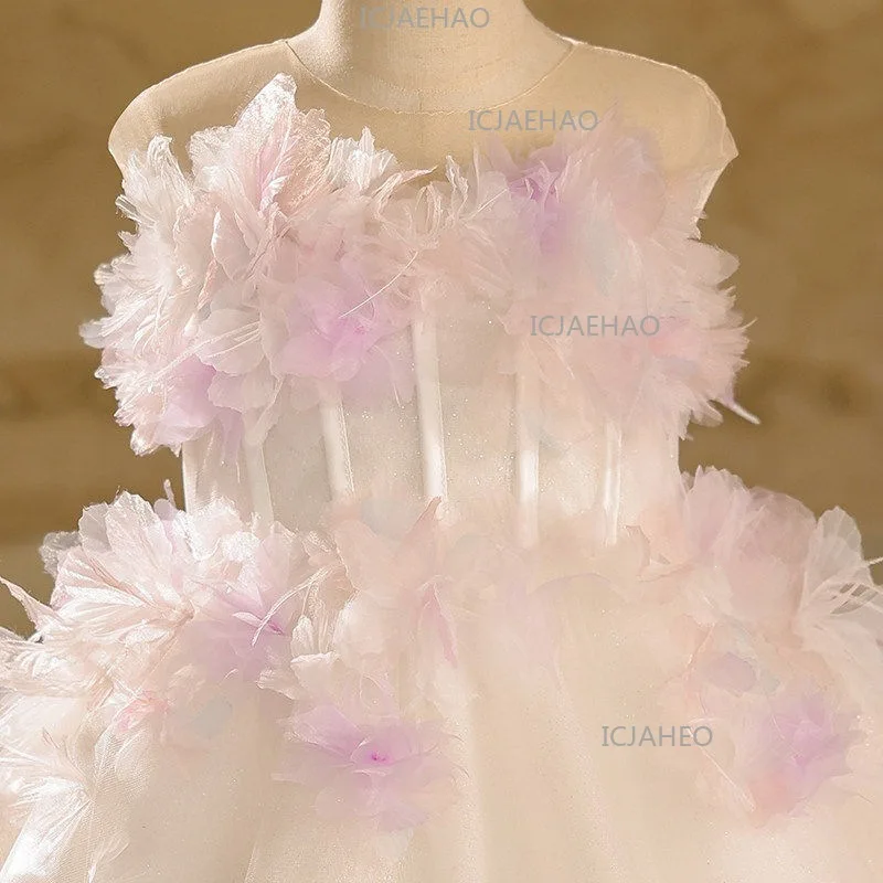 Girls Formal Dres Kids Birthday Host Princess Dress Childrens Light Luxury Niche Piano Performance Stunning Dreamy Costume