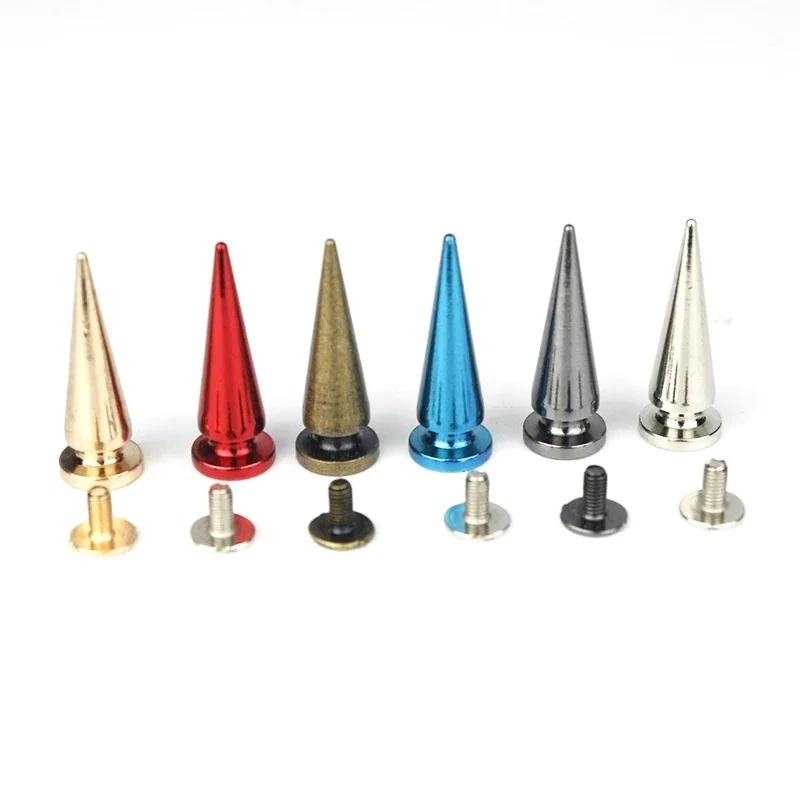 5pcs Metal Screwback Cone Studs Bullet Spike Long Punk Rivets for Leather Craft Bag Garment Stage costume Shoes DIY Decor