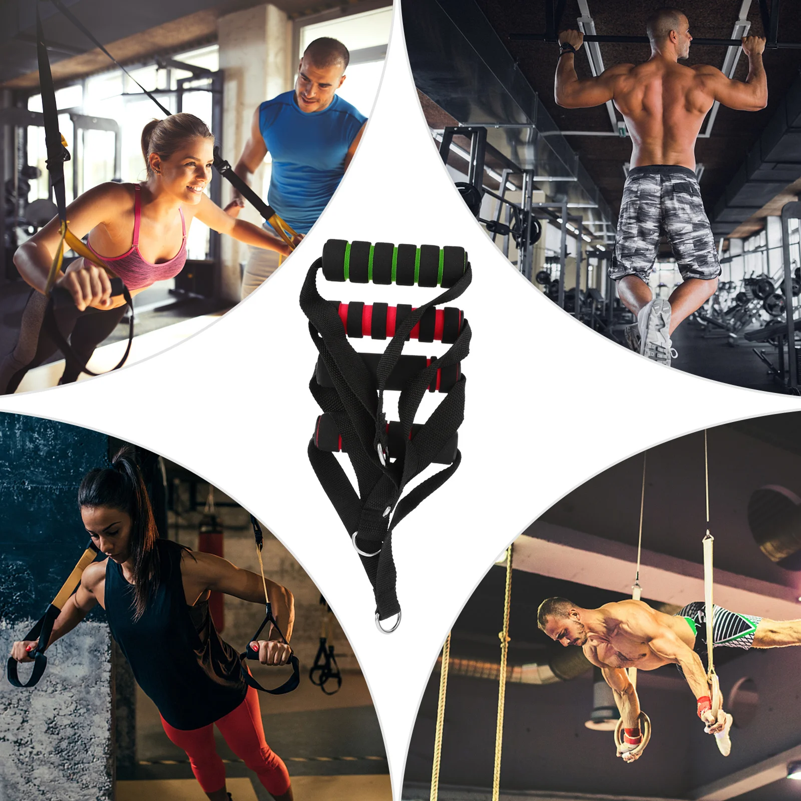 

4pcs Non-Slip Resistance Band Handles Pp Material Durable Fitness Grip For Pull Ups Workout Strap Home Gym Cable Machine