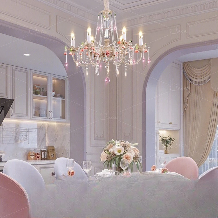 American retro flower chandelier light luxury restaurant light atmospheric luxury
