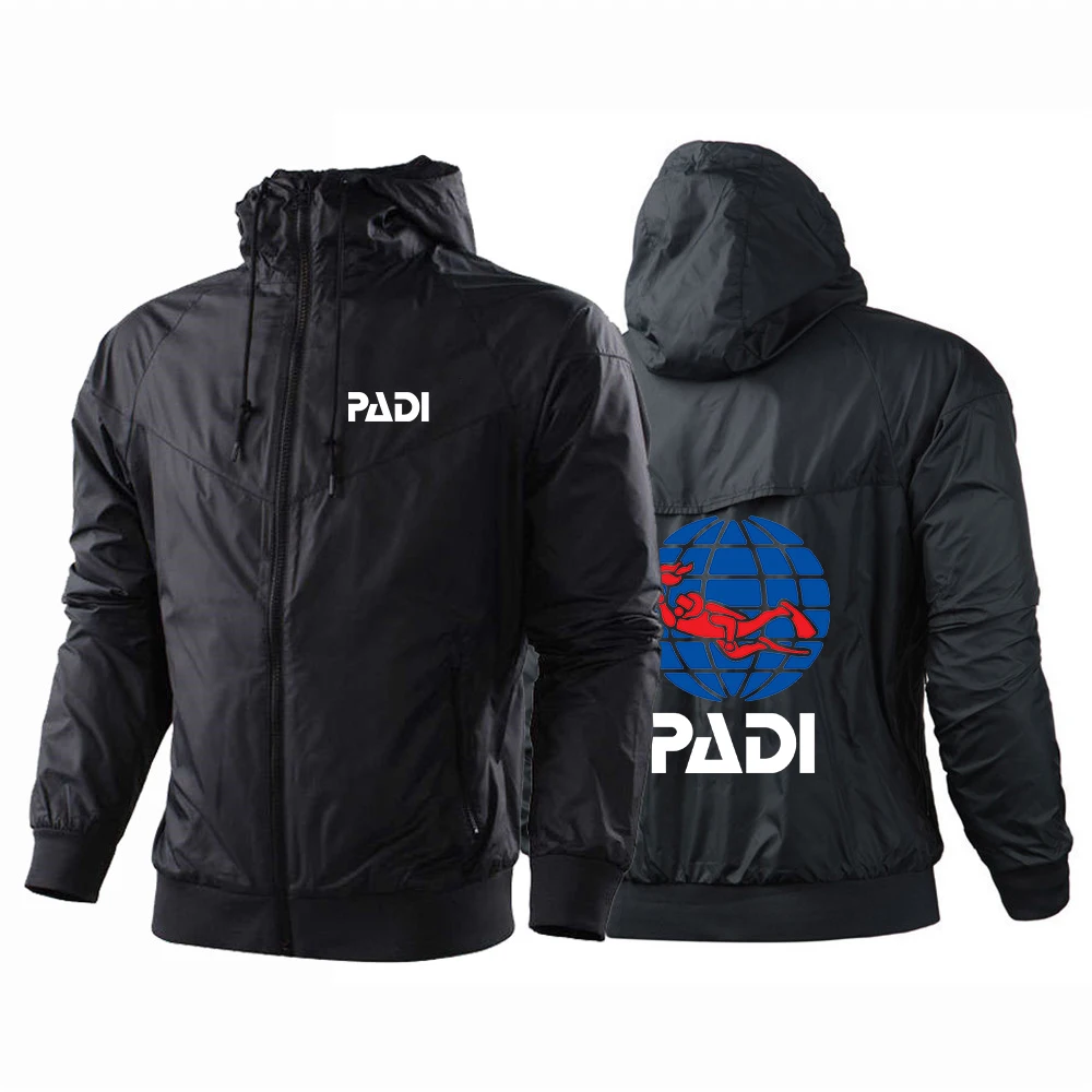 2024 New Men Scuba Driver Padi Printed Spring and Autumn Harajuku Zipper Breathable Thin Five-Color Windbreaker Coat Tops