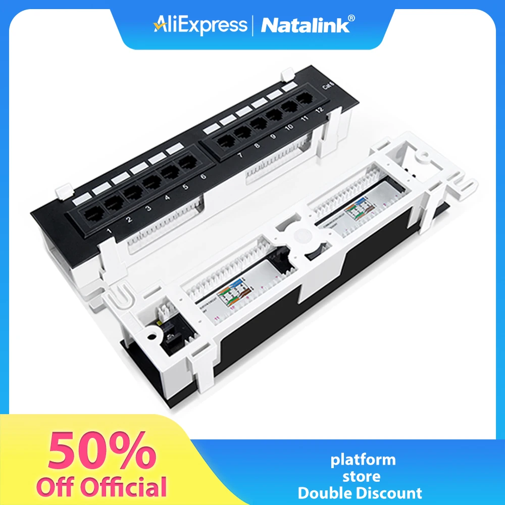 

Natalink 12-Port Mini Patch Panel Vertical with 89D Bracket and Wallmount Bracket Included, Network Patch Panel Punch Down Block