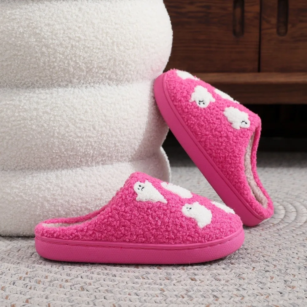 Lässige, weiche Halloween-Hausschuhe, schöne warme Geister-Hausschuhe, niedliche dicke Sohle, flauschige Winter-Slipper für Halloween – Detail 10