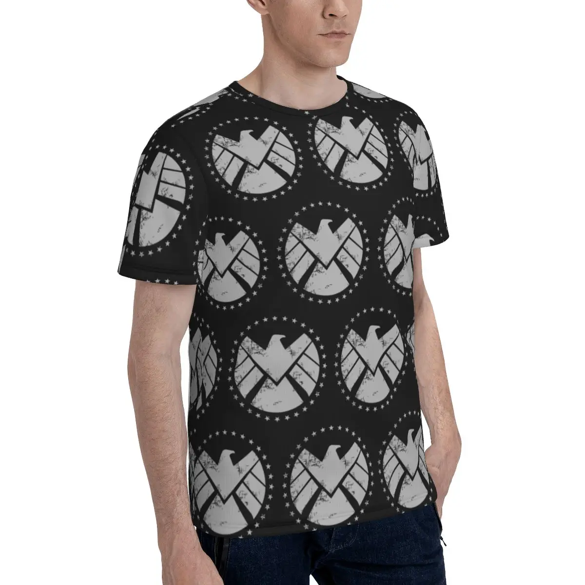 Shield Agent Training T-Shirt for Men Cotton T Shirts Men's Tees Short Round Neck Summer Clothes Tops
