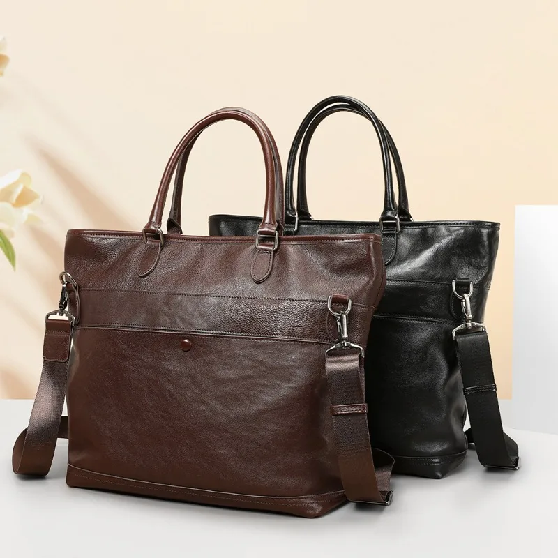 

Real Leather Women's Tote Bag, Large Capacity Women's Commuting Diagonal Cross Bag, Foreign Trade Cowhide Women's Handbag Trend