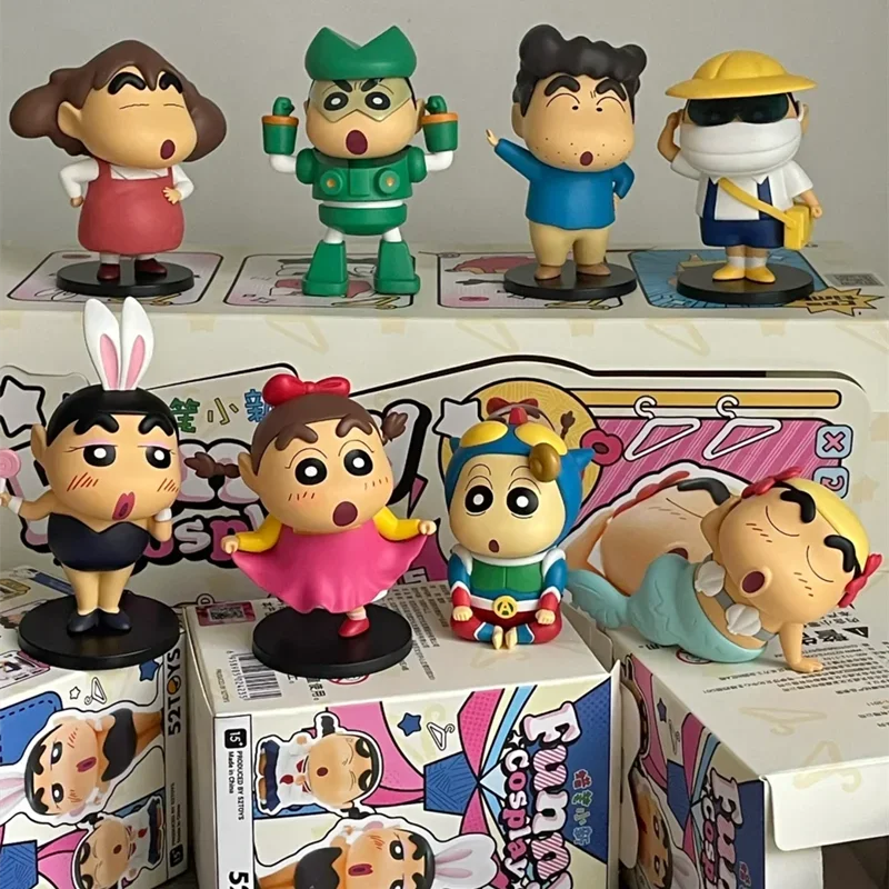 MINISO Crayon Shin-chan Funny Cos Series Blind Box Animation Nohara Shinnosuke Cross-dressing Model Children's Toys BirthdayGift