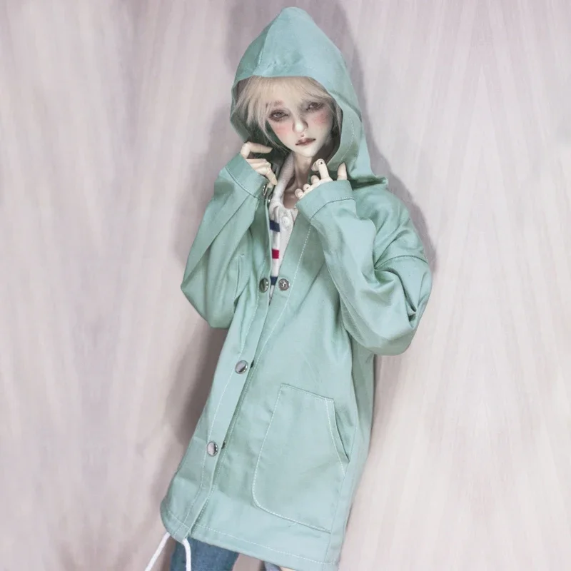 

G10-324 1/4 1/3 Uncle SSDF POPO68 SD BJD MSD doll clothes Bean Paste Green Street Print Hooded Cardigan 1pcs