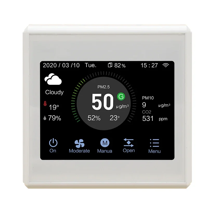 air monitor  RS485 Modbus smart digital room VOC PM2.5 CO2 temperature and humidity fan motor controller