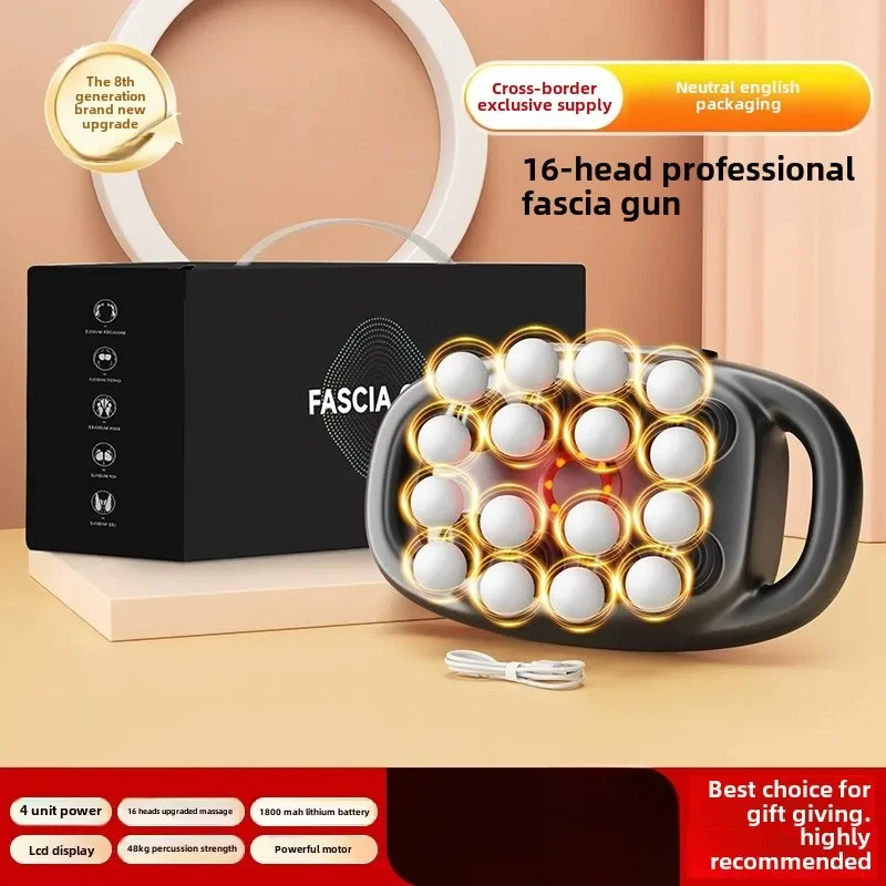 أداة تدليك بندقية اللفافة متعددة الرؤوس 4/6/8/12/16/22/28/32 مسدس تدليك عالي التردد للاهتزاز والخلفي والخصر والرقبة والكتف