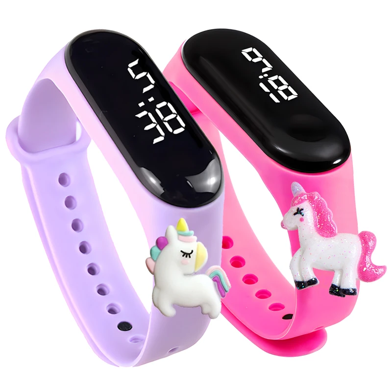 Cartoon Unicorn Watch for Kids Birthday Gift Outdoor Sports Waterproof Clock Bracelet Children Smart Touch Electronic Watch