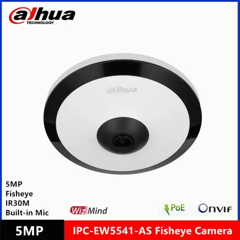 Dahua DH-IPC-EW5541-AS 5MP POE Panorama 180° fisheye WizMind Camera built-in MIC & SD card slot & Audio Alarm Interface IR 10M