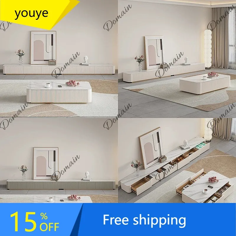 N80 Italian light luxury modern simple rock slab coffee table TV cabinet household floor square coffee table