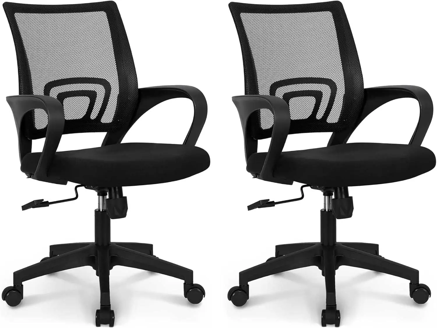 

Ergonomic Mesh Office Chair with Lumbar Support, Adjustable Height & Swivel, 2-Pack Black