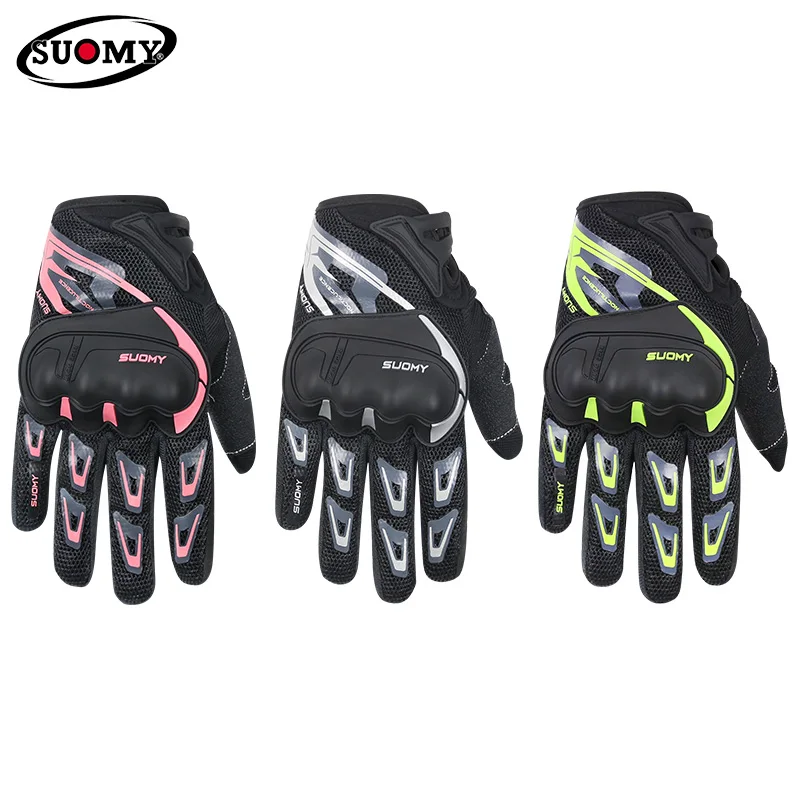 Nova chegada Suomy malha respirável motocross guantes moto das mulheres dos homens tela de toque verão completo/meio dedo luvas da motocicleta