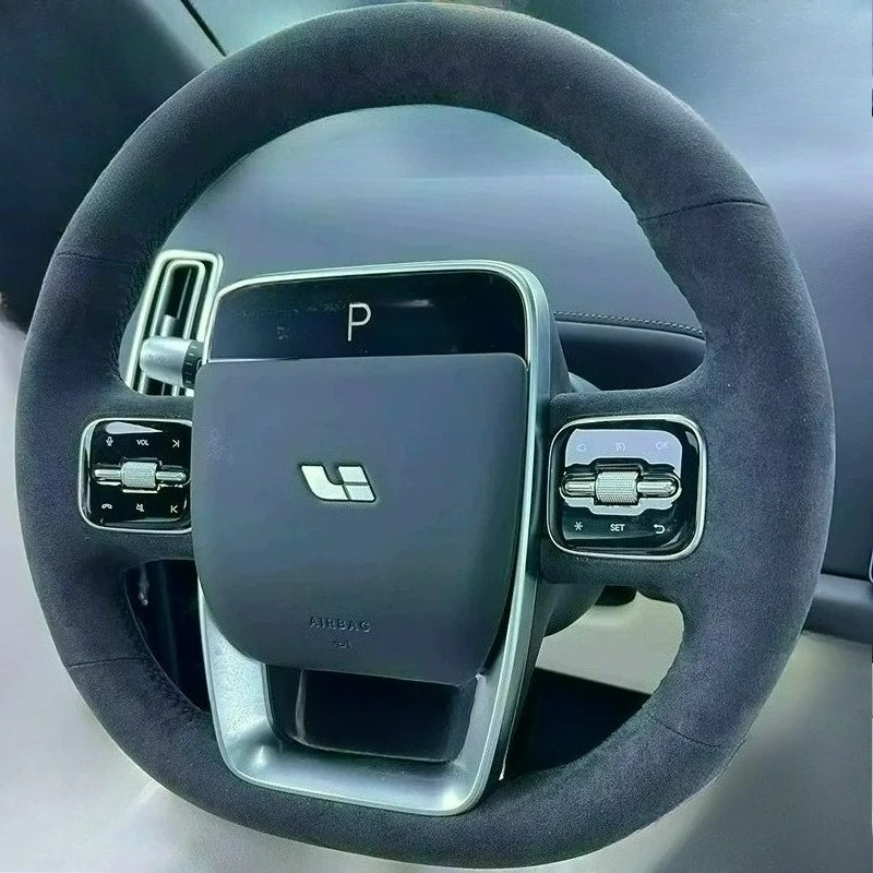 

Hand-stitched renovation ultra-thin Non-slip black suede leather steering wheel cover For ideal L6 L7 L8 L9 MEGA i6 i8 2023-2025