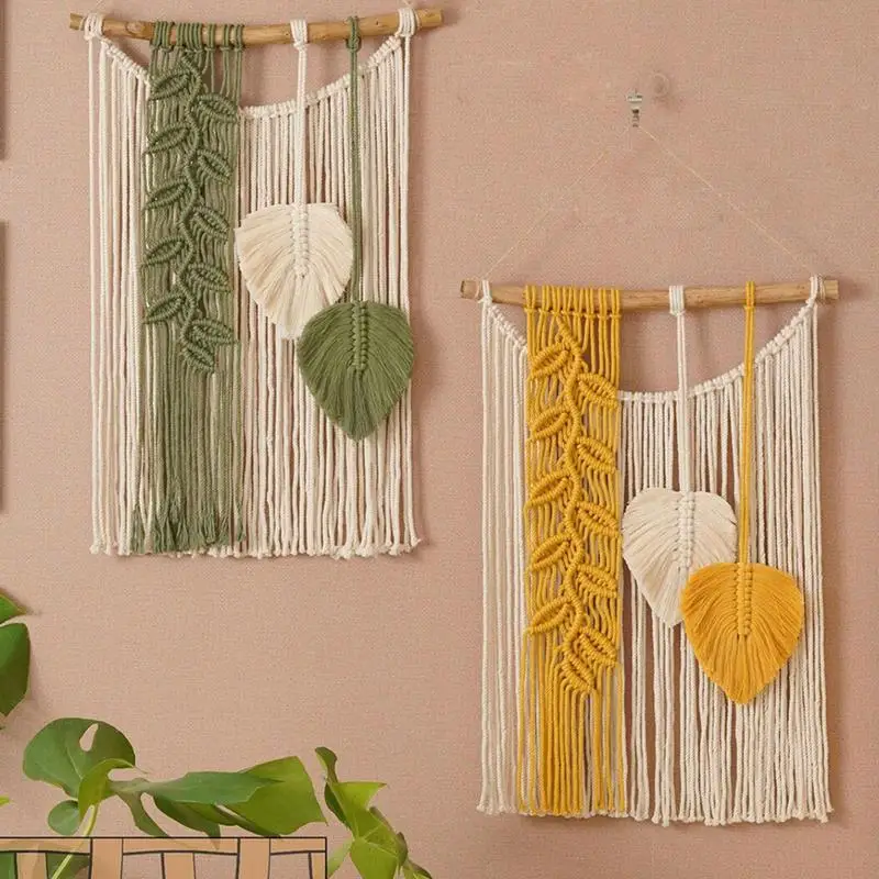 Leaf Wall Hanging Decoration Hand Woven Bohemian French Style Home Decoration Living Room Bedroom Homestay Hotel Tapestry