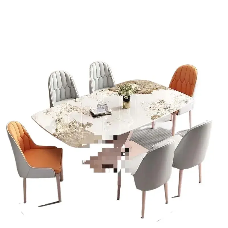 

Italian rock slab minimalist dining table and chair combination, modern simple light luxury dining table