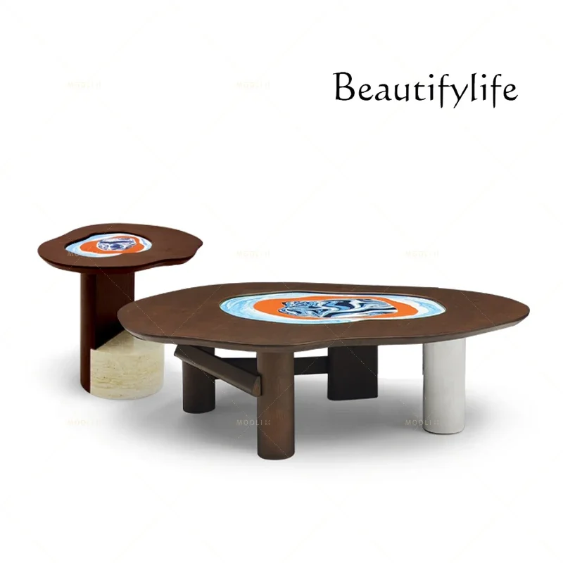 

vV Medieval creative solid wood coffee table combination living room small apartment coffee table light luxury high sense