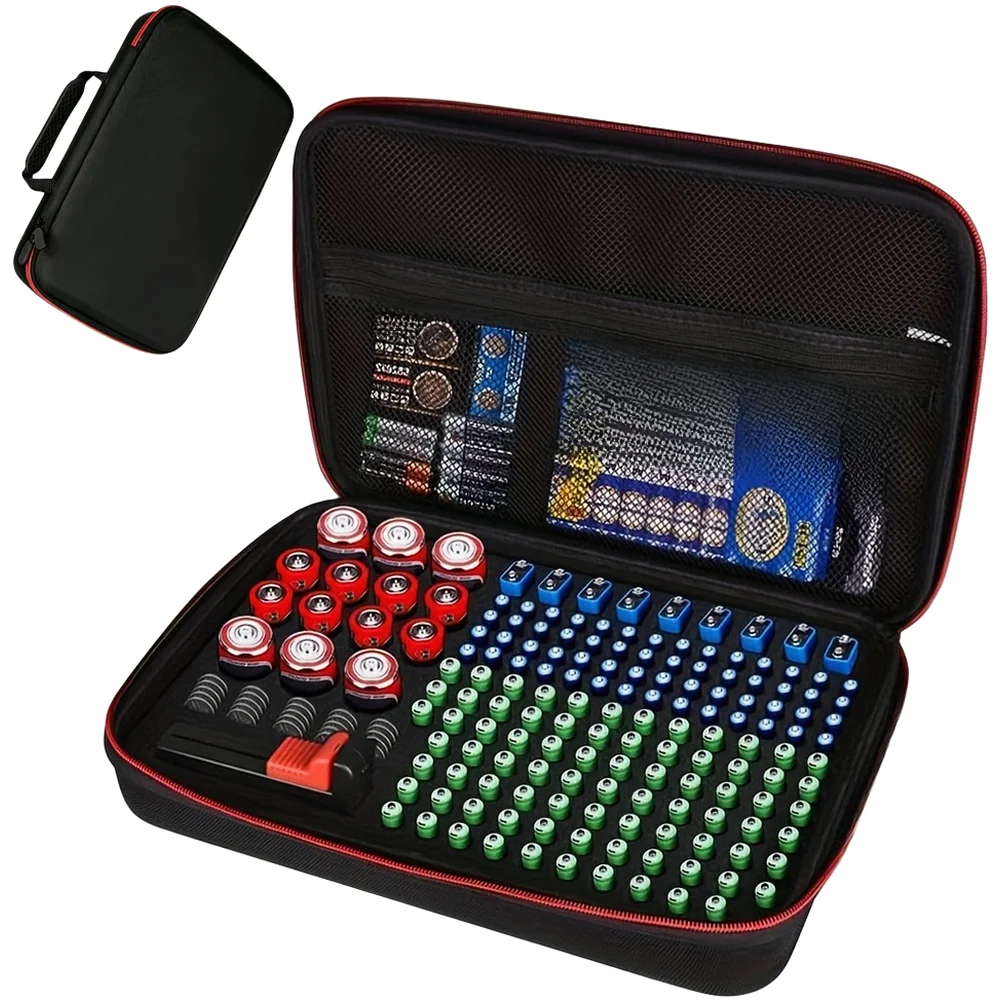 1pc EVA Battery Storage Case With Lined Interior Battery Tester Holds 200 Plus Batteries For Battery Collection Protection