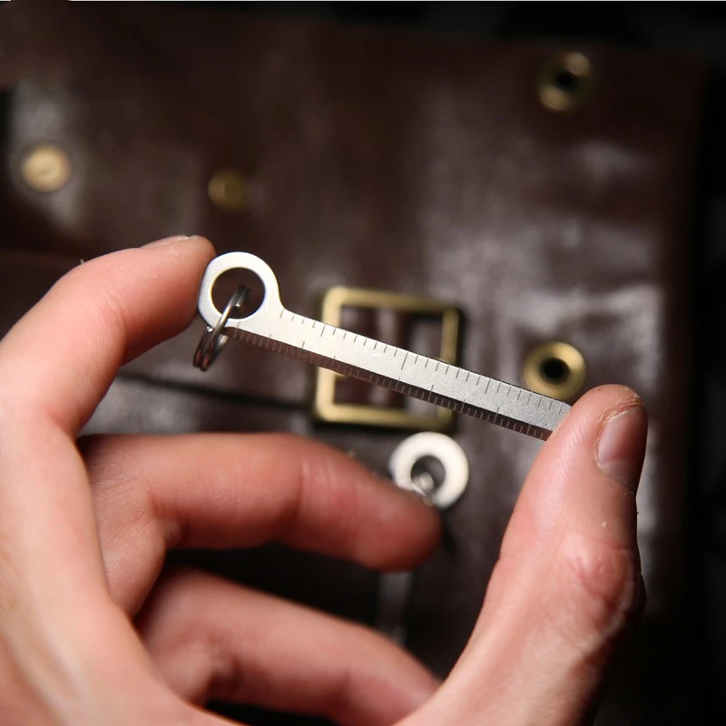 Portable Mini Titanium Alloy Ruler, EDC Tool, Small Measuring ruler, cm INCH, Free titanium ring , Key chain