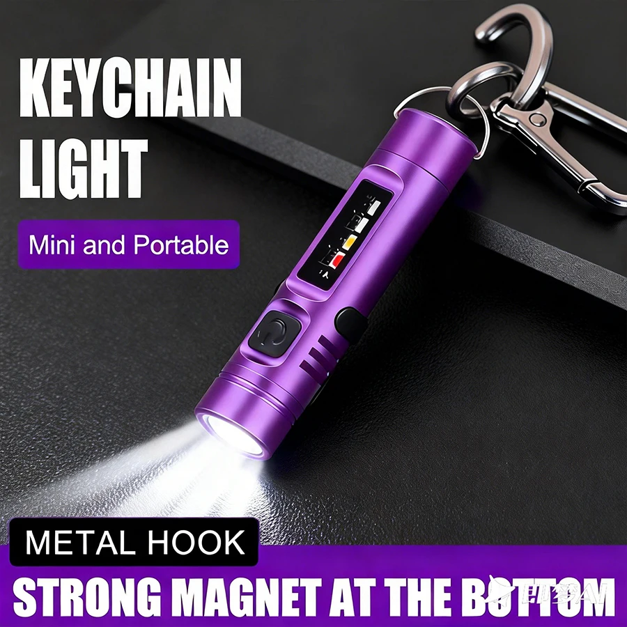 Mini LED COB Keychain Flashlight USB Rechargeable Torch with Magnetic/pen Clip 9 Lighting Modes Lamp for Outdoor Emergency Work