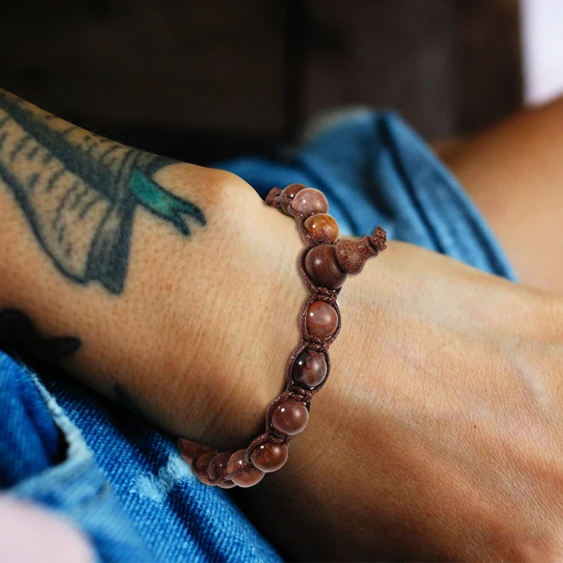 Natural Stone Beads Bracciale tibetana Men Ruyi Gourd Meditation Mantra Bracelet for Men Yoga Jewelry for Women bracciali uomo