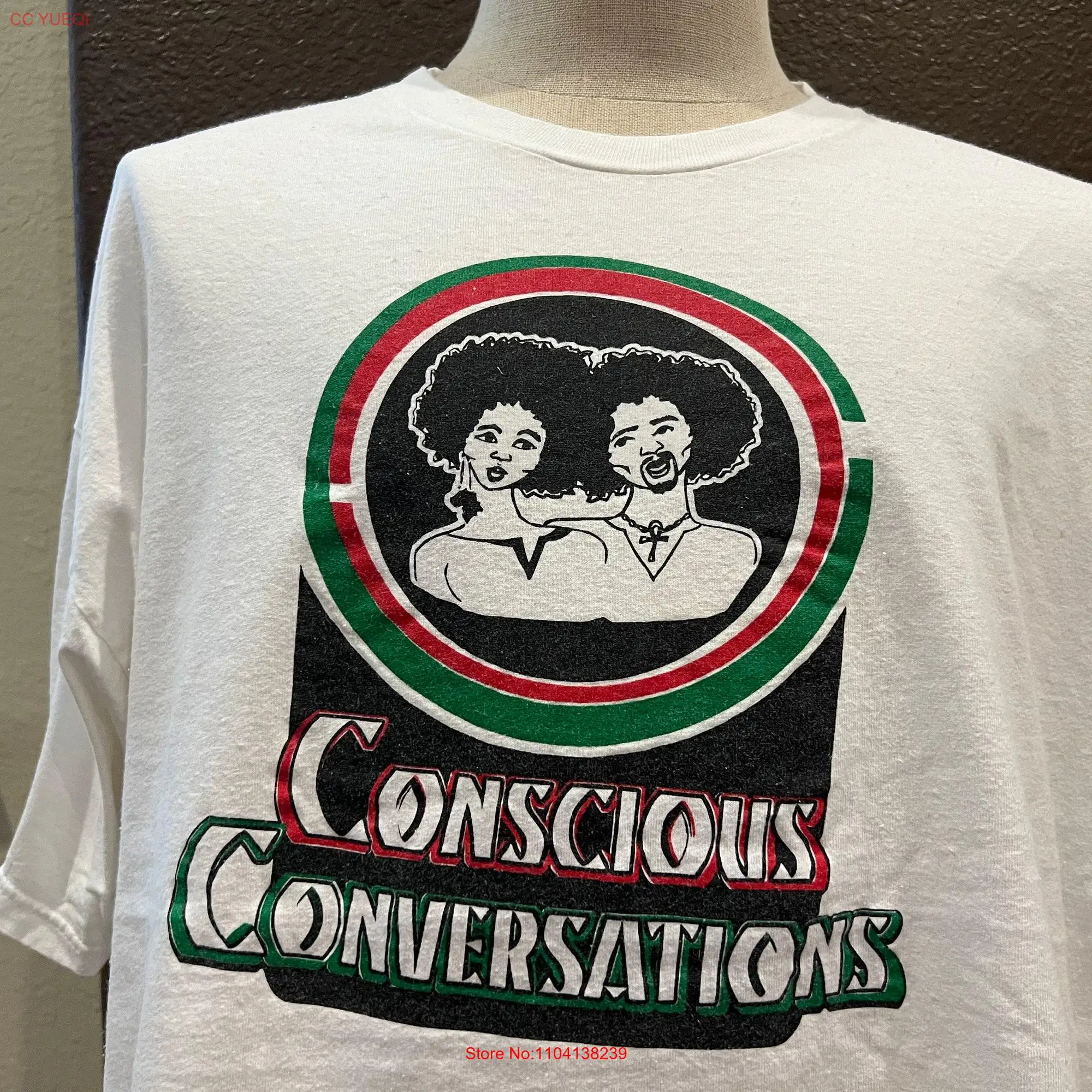 Vintage 90's Conscious Conversations White T Shirt Size XL long or short sleeves