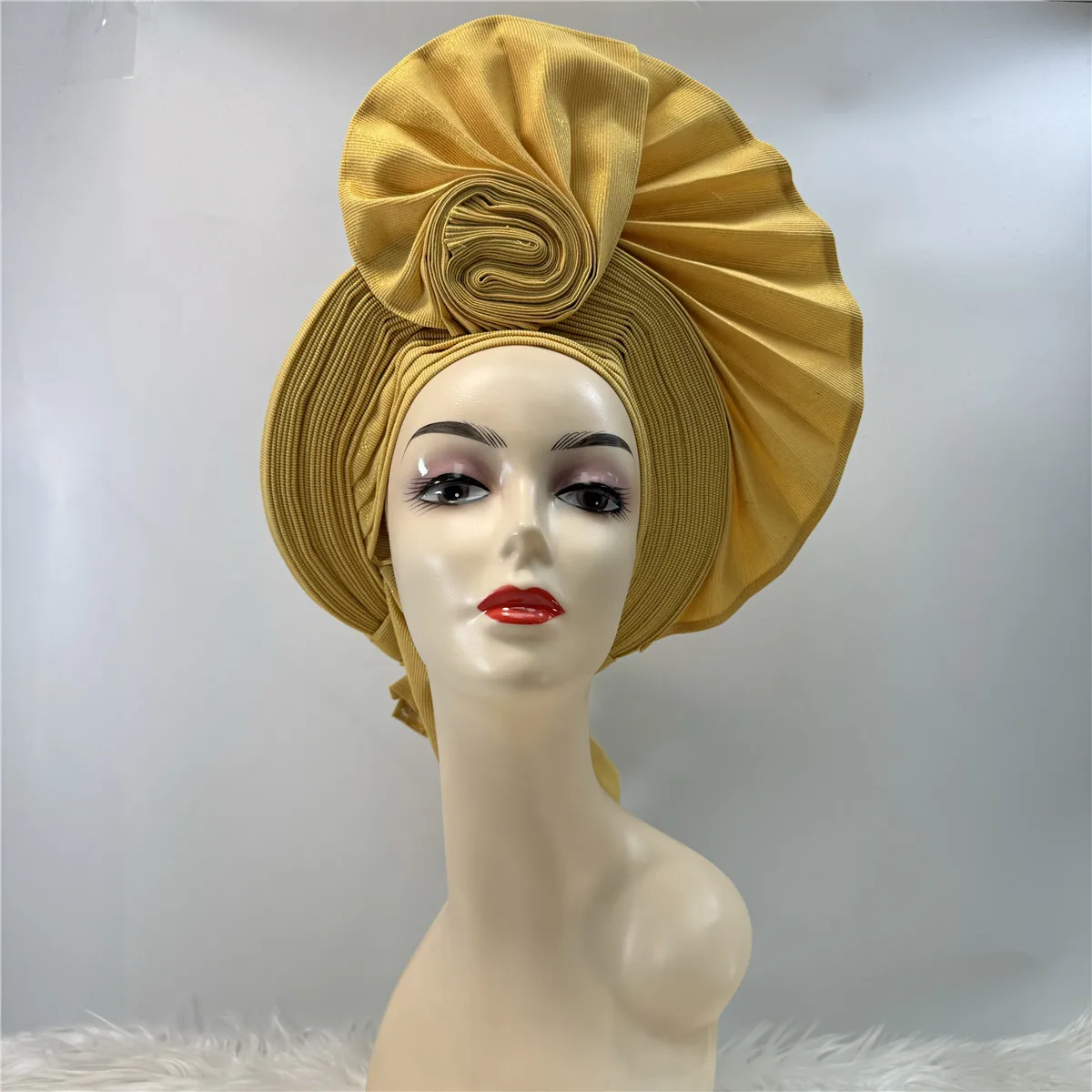 

Fashion African Gele Headit Caps Already Made Auto Aso Oke Gele Headtie Muslim Turban Head Wrap Ladies Hat for Women Party 23A03
