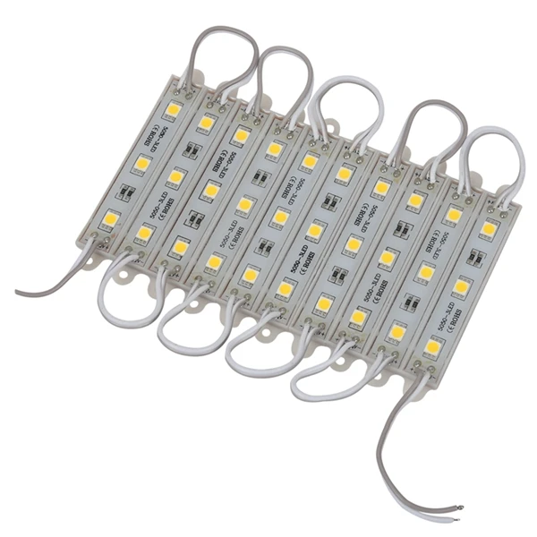 ABZV-1 * 10pcs 5050 SMD 3 Módulo LED Faixa de luz LED à prova d'água DC 12V branco quente