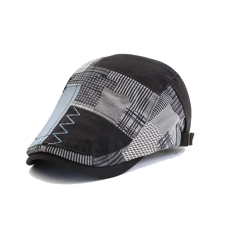 Męska czapka z daszkiem wiosna Sunmmer damska oryginalny Patchwork Plaid wędkowanie jazdy czapka gazeciarza mężczyzna artysta malarz Casquette