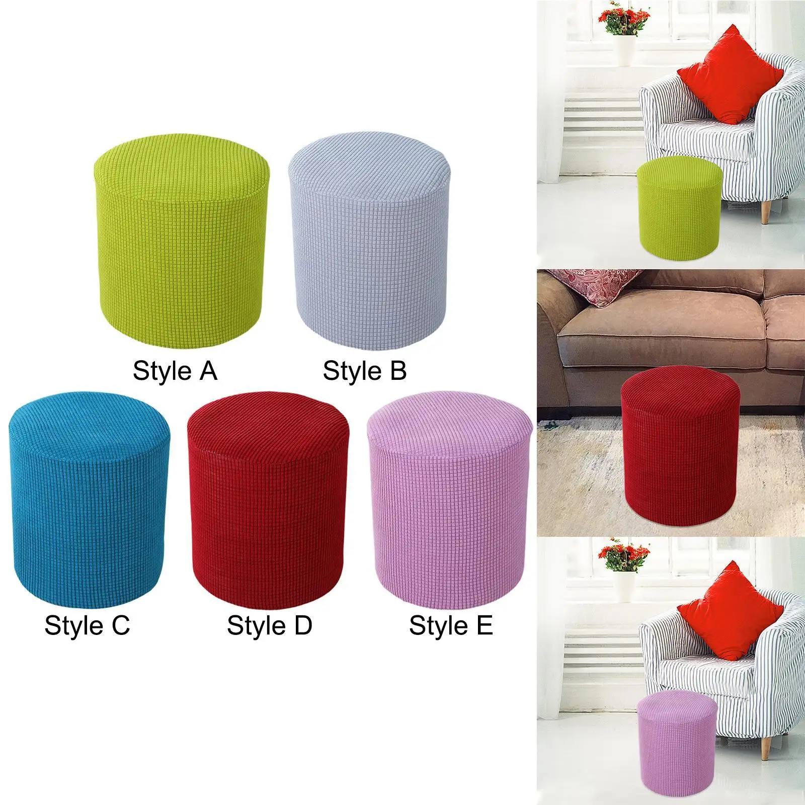 Ottoman Cover Foot Stool Cover Stretch Decoration, Comfortable Practical Ottoman