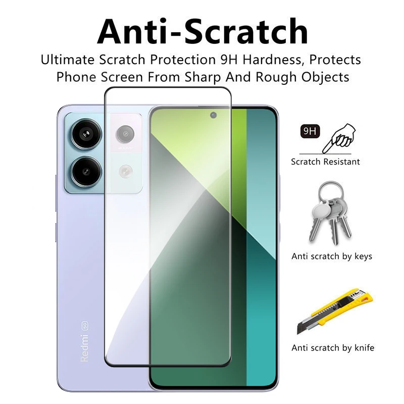 4in1 For Redmi Note 13 Glass For Redmi Note 13 Pro 4G 5G Tempered Glass 2.5D Full Cover Screen Protector For Redmi Note 13 Film