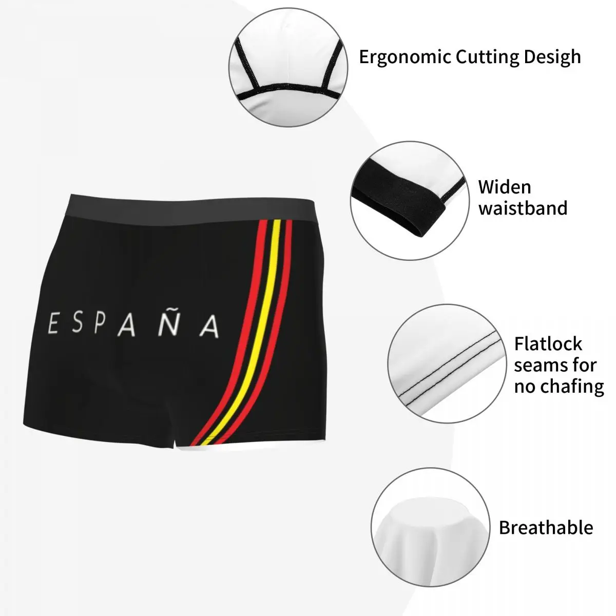 Spain Flag Boxer Shorts For Men 3D Printed Male Spanish Patriotic Underwear Panties Briefs Breathbale Underpants