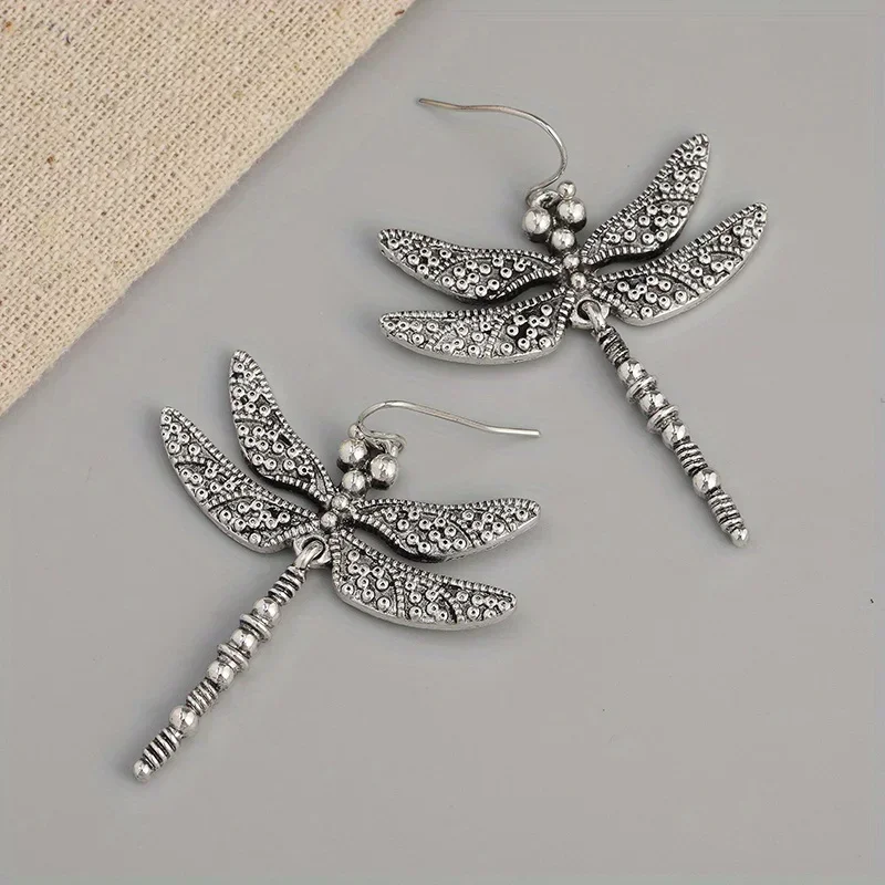 Böhmische Libellen-Ohrringe – versilberter Retro-Schmuck für Frauen