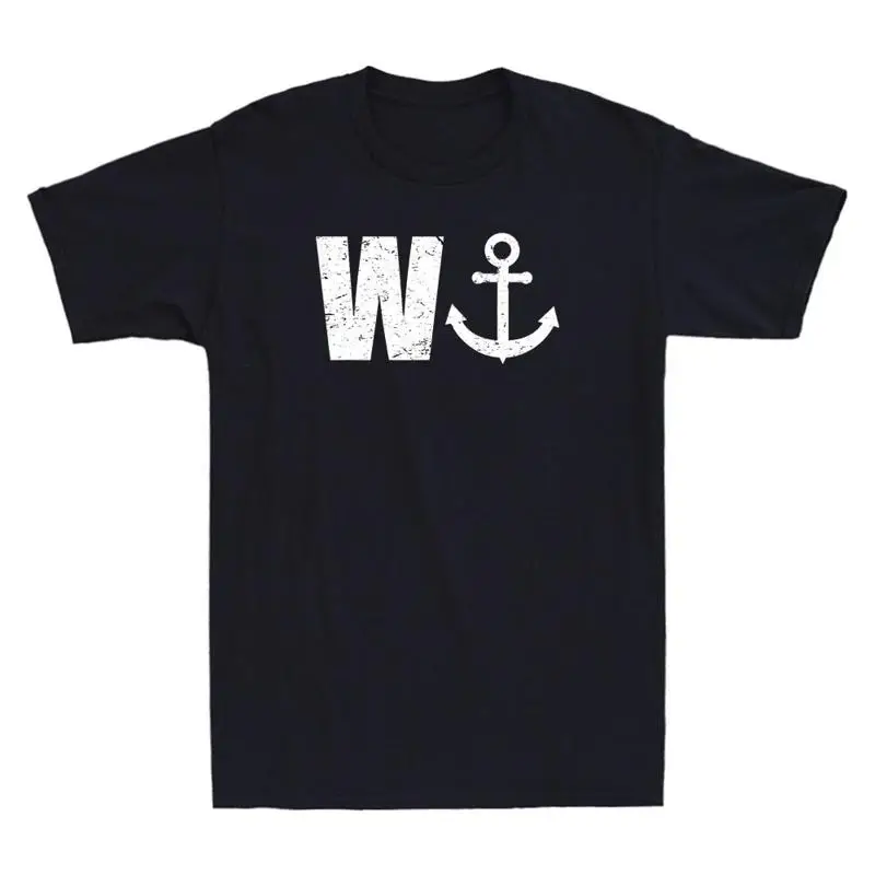 W ANCHOR Funny Wanker Slogan Vintage Men's  T Shirt
