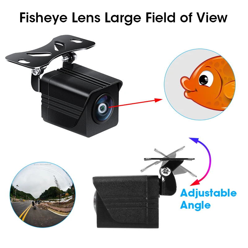 JMCQ Car Camera AHD/CVBS 5V - 24V 170° Vehicle Reverse View Camera Night Vision IP68 Waterproof Universal Fisheye Lens