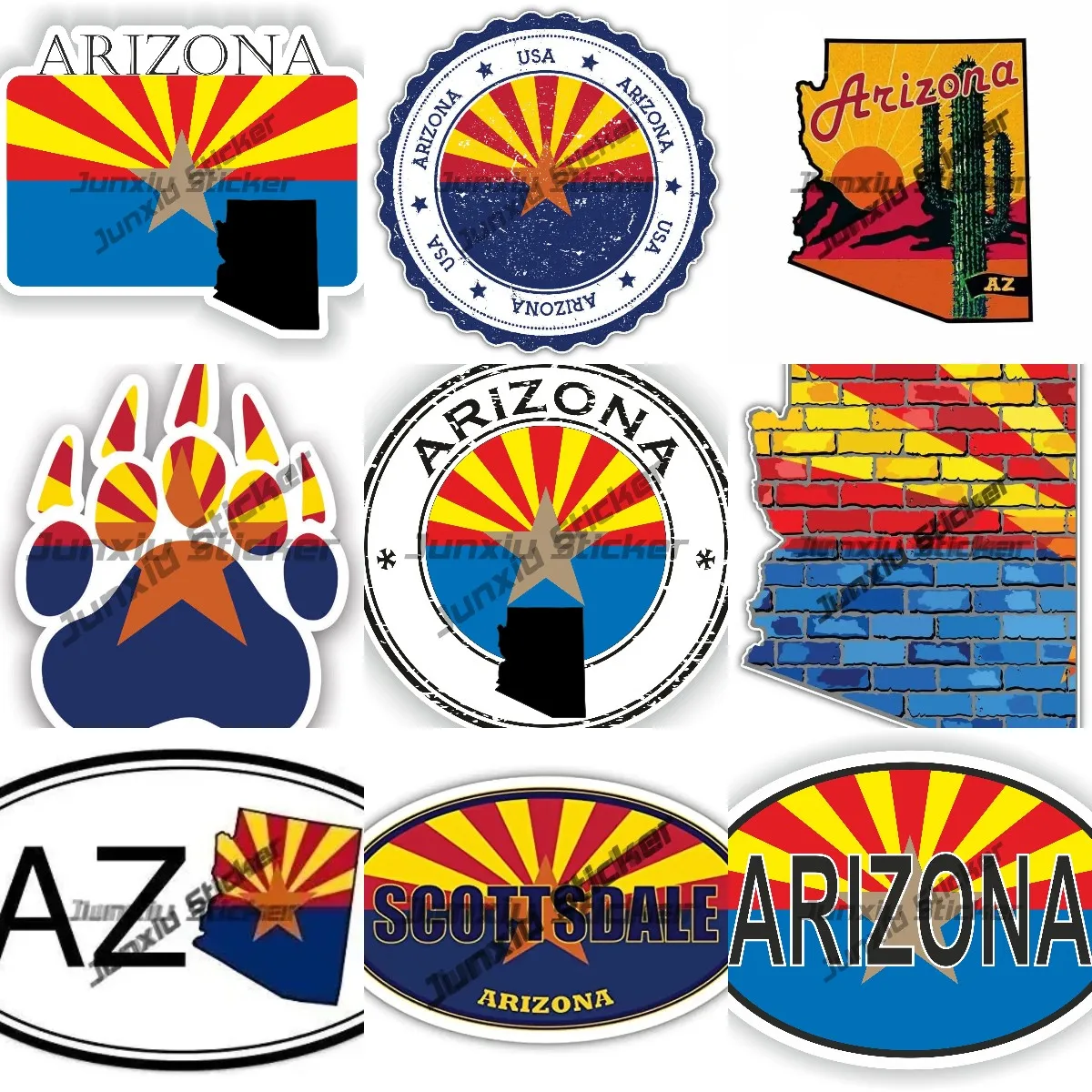 Arizona Shaped Cactus Desert Sticker Arizona Star of Life Bear Print Spartan Helmet Decal Weatherproof Decal AZ Paramedic EMT