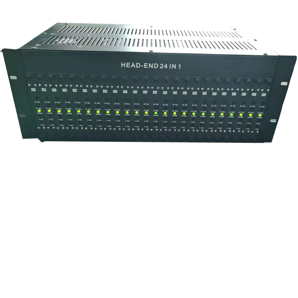 

24 HD to Analog NTSC RF 19" 3U Rackmount UHF CATV PAL Modulator for Input Metal Shell 47-862MHz Frequency 75 Output Impedance