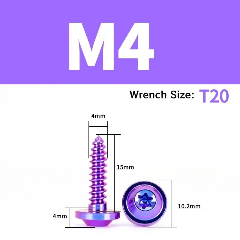 1/2/5pcs M4 M5 Titanium Alloy Bolts Self Tapping Screws Six-Lobe Torx Head for Bike Motorcycle Car Boat Ti Fasteners
