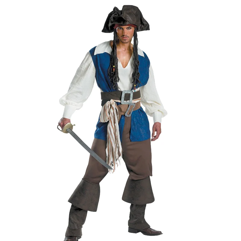 Carnival Halloween Classic Couple Pirates Caribbean Costume Jack Captain Playsuit Cosplay Party Fancy Dress