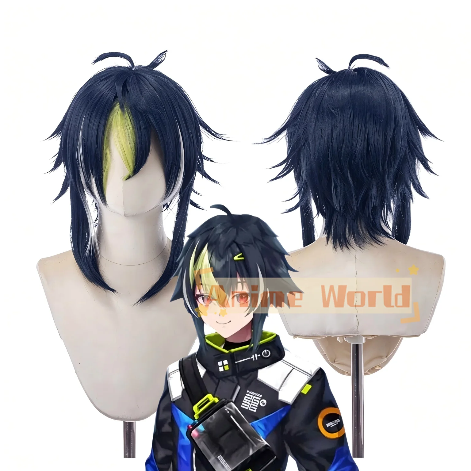 Anime NIJISANJI Inami Rai Cos Wig Halloween Carnival Party Props Synthetic Hair Heat Resistant Fiber + Wig Cap