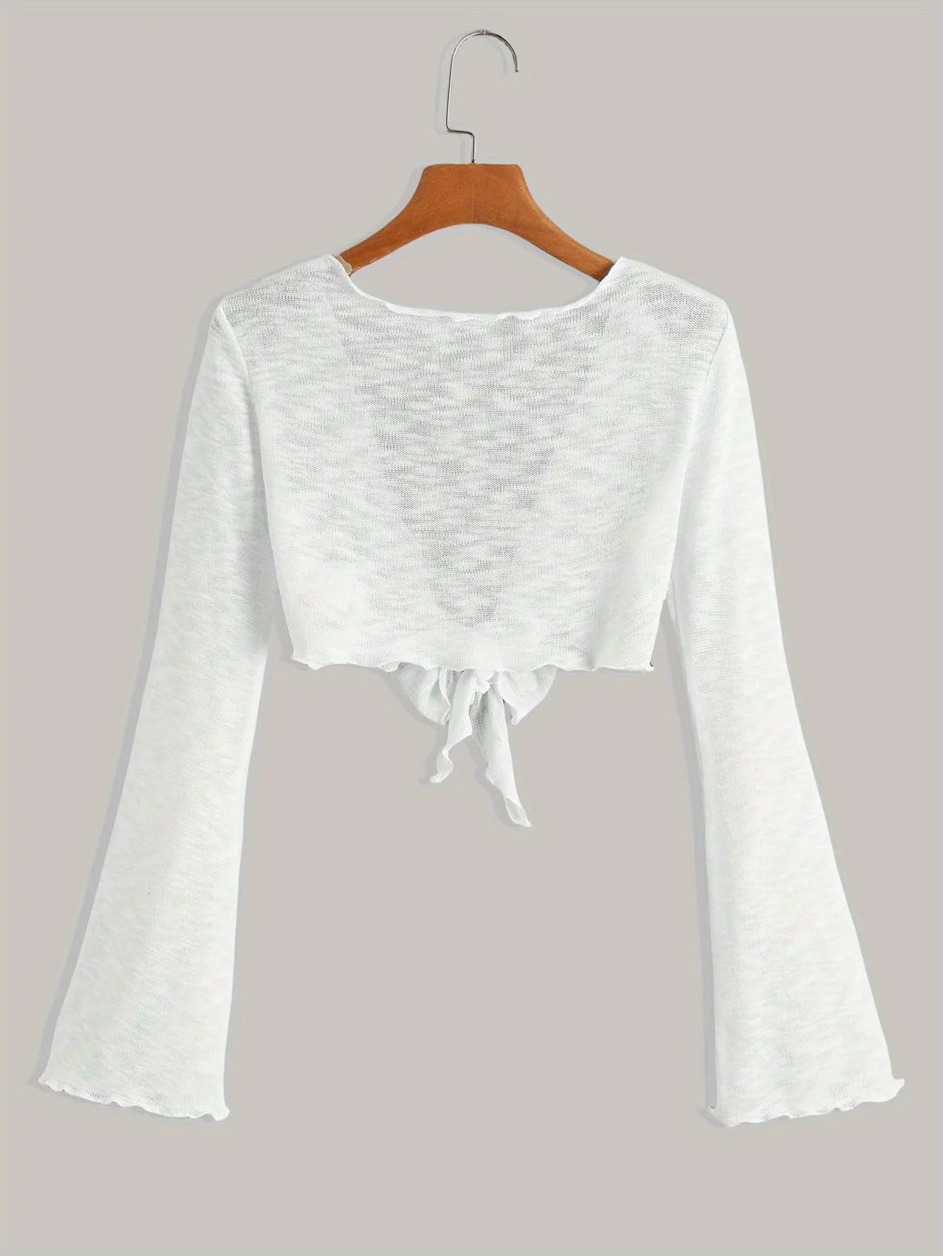 Elegante Sommer-Basic-Gaze-Strickjacke für Damen, stilvoll und bequem, leichter und atmungsaktiver Stoff – Detail 2