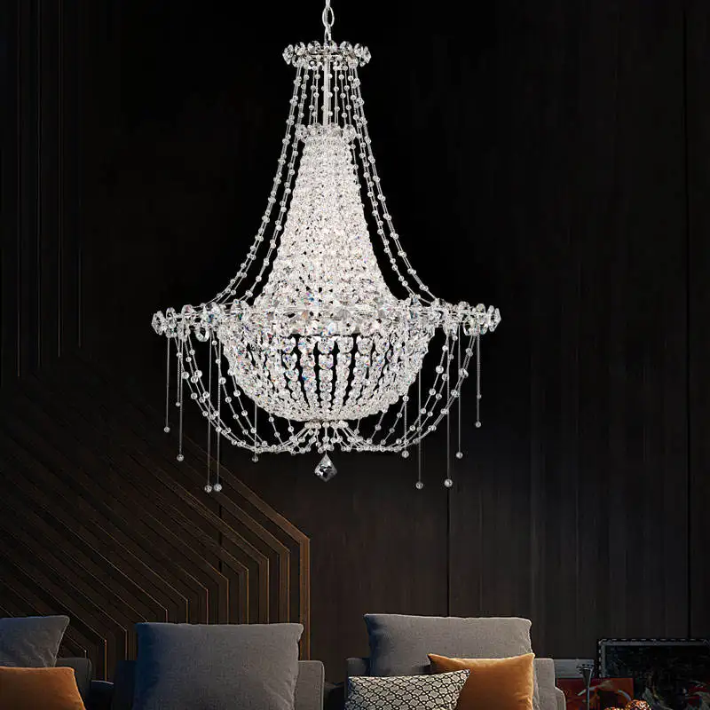 European Luminaire Wedding Venue Layout Stage Decorative Pendant Light Nordic Villa Crystal Beaded Curtains Chandelier