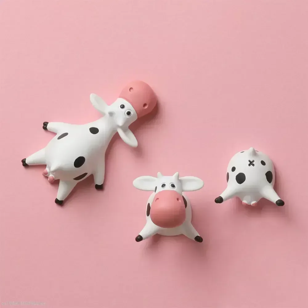 Cow Refrigerator Stickers Lying on Their Stomachs Cartoon Cute 3D Three-Dimensional Resin Magnets Creative Art Design Kitchen